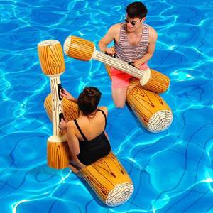 新品水上娱乐游戏充气双人打击棒游泳圈坐棍2个手击棒2个1kg。