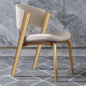 轻奢高端CC餐椅现代简约家用餐厅意式靠背不锈钢餐桌椅洽谈椅子