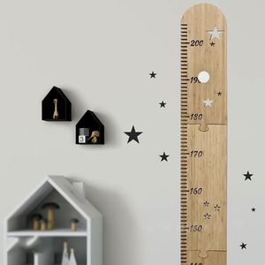 INS北欧拼接木板身高尺儿童房装饰木质星星宝宝成长墙上刻度挂尺