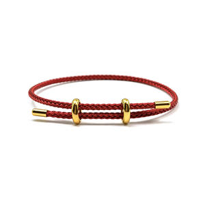 2.5mm可调节皮绳手链编织手绳钢丝绳适用于周大福硬金转运珠女DIY