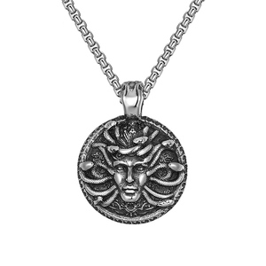欧美希腊神话蛇头美杜莎钛钢项链男necklace高级轻奢气质卫衣链子
