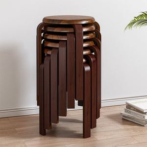 实木圆凳中式餐椅可叠放简约家用餐桌凳子可堆叠椅子省空间小板凳
