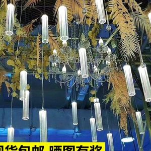 婚庆吊顶装饰10头透明亚克力梅花管吊灯婚礼场景布置迎宾区挂灯