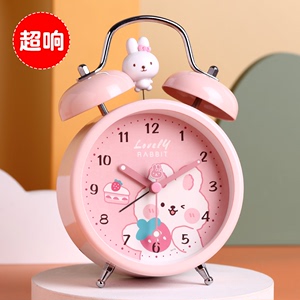 兔子小闹钟起床神器女孩专用学生用可爱卧室卡通小型米你儿童时钟