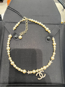 Chanel/香奈儿 经典款 珍珠星星水钻双C吊坠项链锁骨链