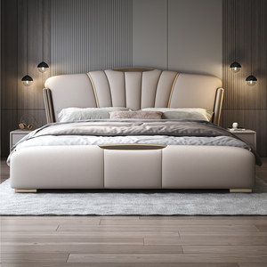 顾家家居大床意式储物现代真皮床简约主卧双人床1.8米高端2米轻奢
