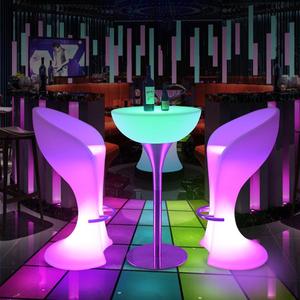 LED发光高脚桌椅创意酒吧会所户外酒店led七彩鸡尾酒桌吧台椅组合