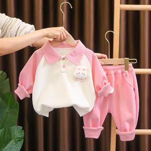 韩系婴儿衣服春季小童纯棉长袖卫衣可爱超萌套装一岁男宝宝女孩两