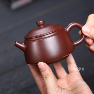 宜兴紫砂壶 纯全手工汉瓦壶 紫朱泥大红袍球孔石瓢家用泡茶壶茶具