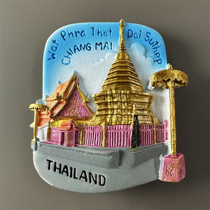 泰国清迈人文旅游双龙寺纪念装饰工艺品磁性冰箱贴立体收藏伴手礼