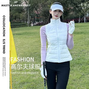 韩版高尔夫球羽绒服装女士秋冬兔子长袖长裤套装golf运动马甲外套