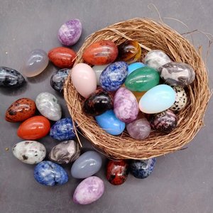 水晶鸡蛋 30mm玉石鸡蛋手把件鸡蛋形石头复活节彩蛋淘矿水晶鸟蛋