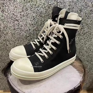 Rick Owens Drkshdw 2022春夏 男女同款黑色五角星刺绣高帮球鞋