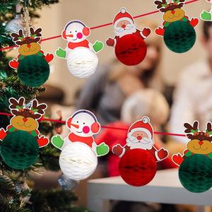 圣诞节装饰品 节日场地布置纸拉条圣诞用品圣诞老人雪人纸球拉花