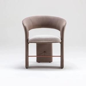 高端皮餐椅轻奢客厅单人扶手椅软体书房书椅设计师款家用定制欧式