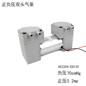 厂家直销小型静音12V220V正负压大流量美容仪器隔膜双头真空气泵