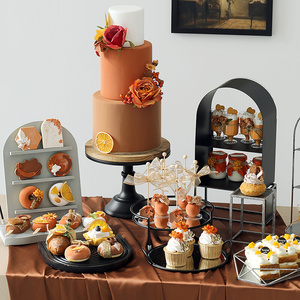 欧式银色茶歇架子 复古婚礼甜品台摆件 点心展示架 高端蛋糕托盘