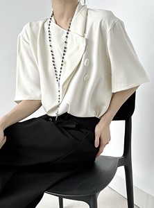 ASAE 复古高级感山本耀司风新中式短袖衬衫男女夏季Lemaire设计感