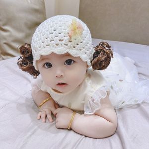 宝宝帽子可爱超萌韩版秋季新款婴儿假发帽子公主手工编织韩版女童