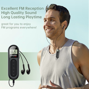 跨境新品迷你收音机fm可充电带背夹袖珍便携运动跑步会议工厂自营