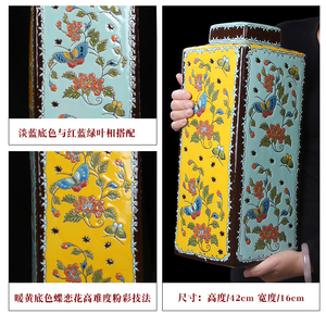 新中式欧式美式玄关花瓶摆件古董饰品陶瓷黄色古典客厅博古架酒柜