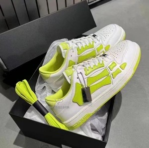 amiri 2022秋冬 白色荧光黄骨头系带男士运动球鞋 正品代购