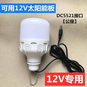 12V专用LED灯泡DC5521接头太阳能光伏板发电系统12伏太阳能板灯