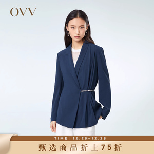 【日本进口三醋酸】OVV Outlet 春夏新款女不对称腰带西服外套