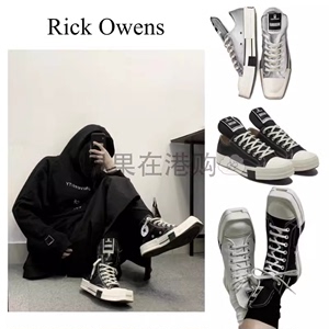 法国代购 Rick Owens 匡威联名款高帮低帮方头休闲带RO帆布鞋男女