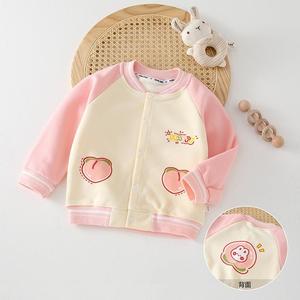 一周岁女宝宝秋装加绒薄绒棒球服外套女童秋季韩版夹克开衫4幼儿3