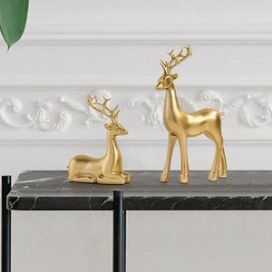 Elk Ornament Deer Statue Golden Reindeer Figurines Charming