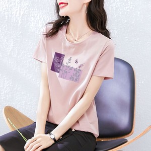 阿迪达斯纯棉短袖t恤2024年新款夏季女装宽松韩版粉色半袖体恤衫