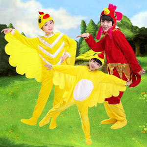 儿童小鸡演出服春小黄鸡动物演出服母鸡卡通造型舞蹈服小公鸡衣服