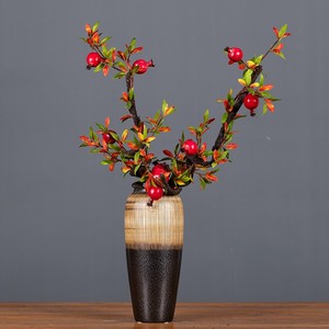 仿真花假花石榴果树枝客厅玄关中式艺术插花造型花艺装饰花瓶摆件