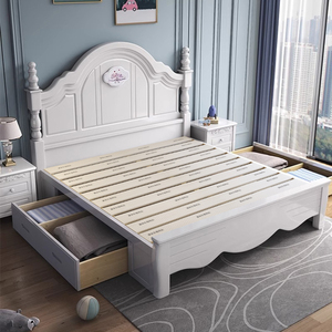 全友家私儿童床女孩公主床美式欧式实木床原木1.5米女生单人床储
