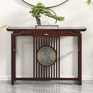 新中式玄关桌老榆木靠墙玄关柜全实木供桌简约条案轻奢禅意端景台