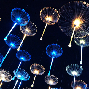 LED户外降落伞景观灯光纤圆球水母灯精灵夜景装饰节日亮化挂树灯
