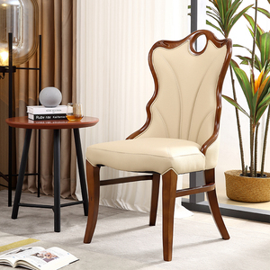 欧式餐椅白色简约后现代餐厅时尚软包酒店休闲椅韩式PU皮实木椅子