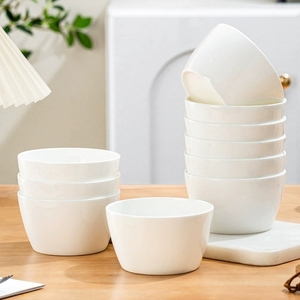 高档纯色骨瓷日式家用面碗饭碗汤碗釉下彩陶瓷碗易清洗微波炉餐具