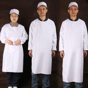 新疆包邮食堂反穿罩衣纯白色长袖围裙棉布厨师工作服夏天薄款透气