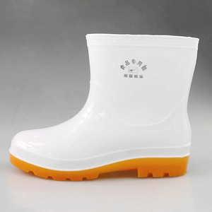 双星八特食品雨鞋情侣款防滑底耐酸碱卫生靴雨靴白色防半筒水胶鞋