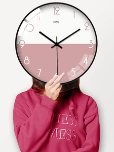 可爱粉色现代简约钟表客厅挂钟创意北欧静音个性卧室装饰时钟挂表