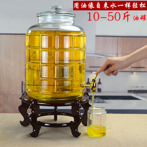 油罐厨房家用大容量防漏玻璃油壶食用油桶花生储油罐50斤装油瓶