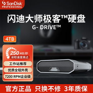 闪迪大师极客企业级G-Drive桌面移动硬盘4/6T高速传输USB3.2