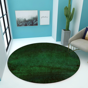 轻奢墨绿色地毯圆形地垫ins北欧客厅书房转椅梳妆台椅子高端地毯