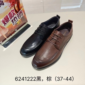 赛王商务有型正装皮鞋2024新款抽绳系带真皮鞋垫平跟鞋男6241222