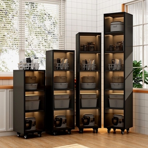 家用厨房落地窄款夹缝边冰箱可移动立柜置物储物架多层收纳柜带门