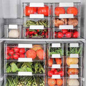 冰箱专用收纳盒厨房蔬菜水果保鲜盒卡扣可叠加鸡蛋盒分隔饺子盒定