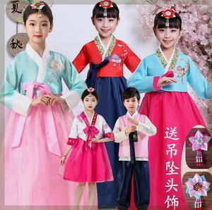 韩系六一儿童演出服装韩版小孩传统古装女童改良韩服女宝宝朝鲜族