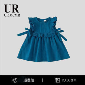 【官方正品】URMCMR女童复古连衣裙宝宝夏季公主裙儿童花边袖裙子